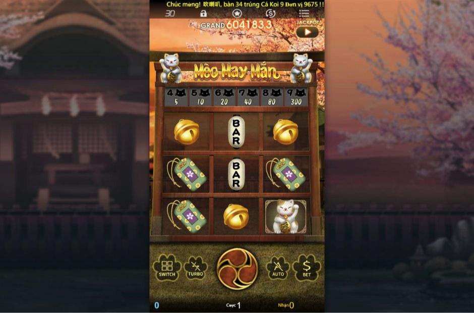 Giao diện sắc nét của slot game Mèo May Mắn
